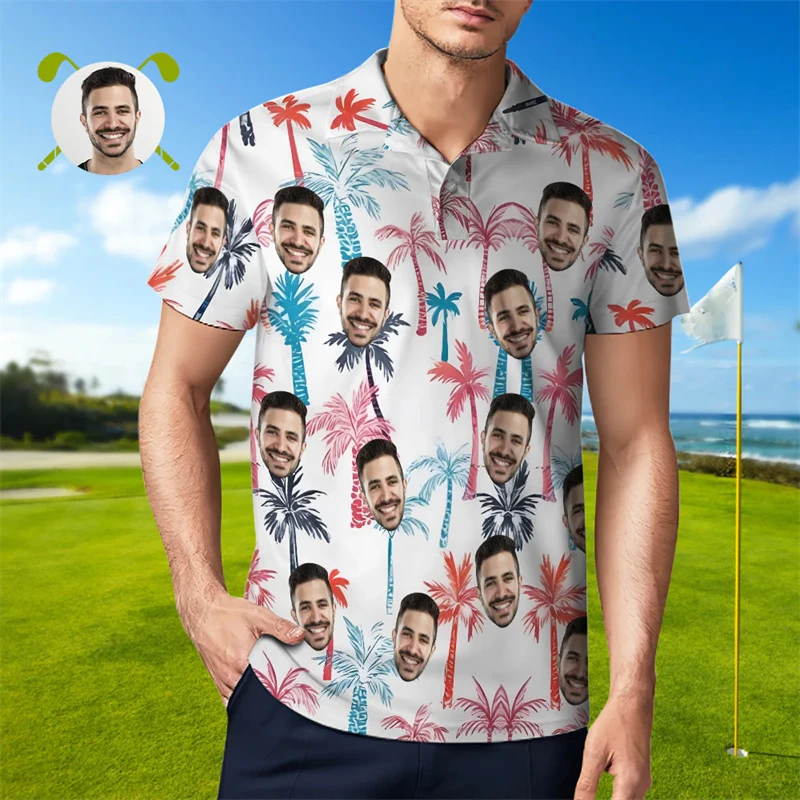 Funny Unisex Polo T Shirt Custom 3d Photo Print Button Vacation Shirt Short Sleeve Sleeve Designer Shirts Clothes Golf Polo