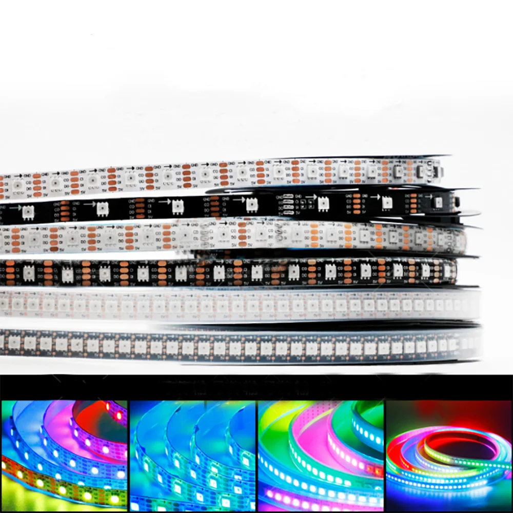 1m/5m High Density APA107 APA102 Upgrade Version RGB Strip Light HD107S Led Strip Fast PWM 30/60/144 Pixels Black/White PCB DC5V