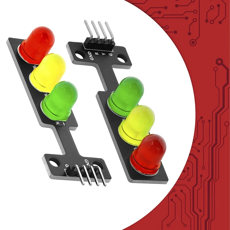 وحدة إضاءة حركة مرور LED مبتكرة ، مصباح حركة صغير تصنعه بنفسك ، متوافق مع أردوينو ، 5X ،-5V