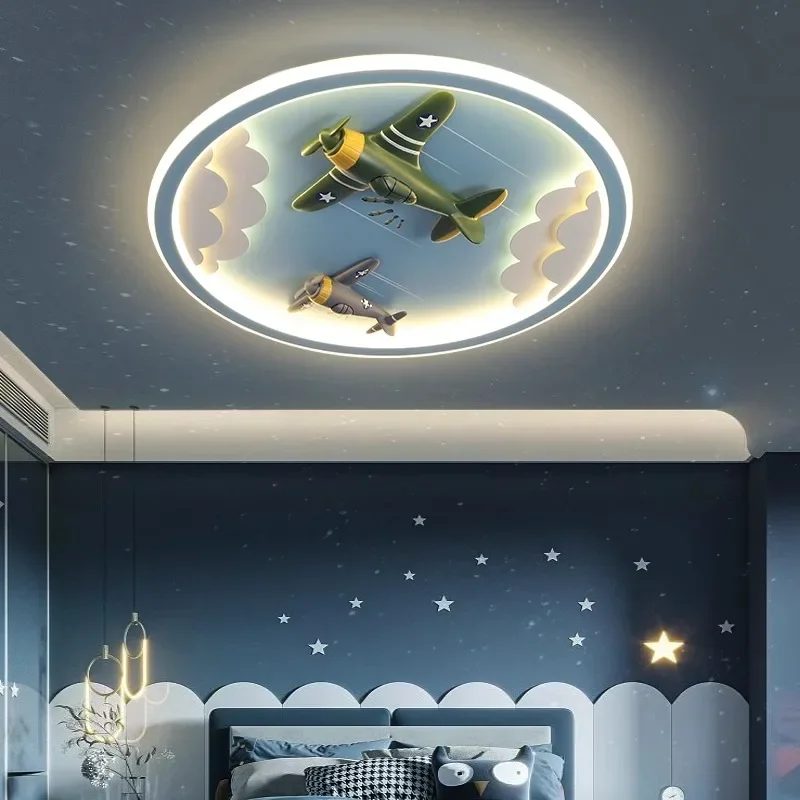 Children's Room Ceiling Light Modern Simple Full Spectrum Eye Protection LED Airplane Wars Boys Girls Bedroom Room Light