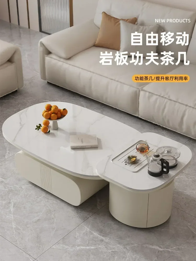 

Light Luxury Modern Simple Cream Style Coffee Table TV Cabinet Combination