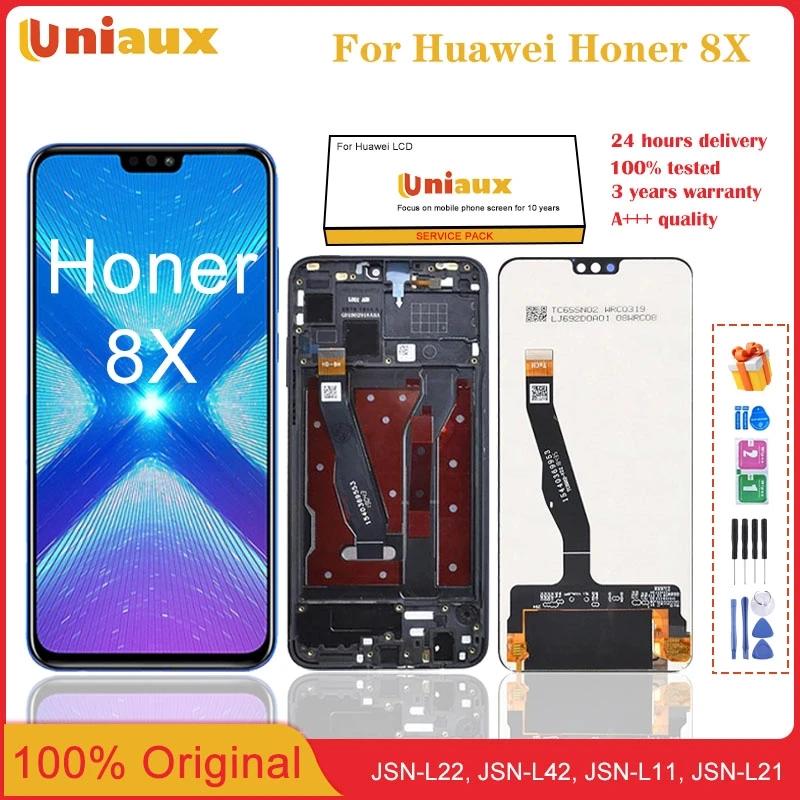 

6,5 "Оригинальный ЖК-дисплей для Huawei Honor 8X, сенсорный экран, дигитайзер в сборе для Honor 8X, JSN-L22, запасные части для ЖК-дисплея