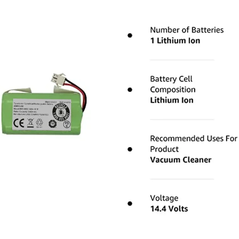 Batería de repuesto de 14,4 V 2600mAh para Conga 990 1090 Tesvor X500 Ecovacs Deebot N79 N79S DN622 Eufy RoboVac 11 11S RoboVac 30