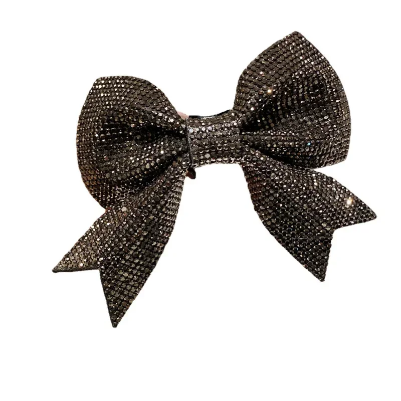 New Luxury Shiny Bow Hair Clips for Women Rhinestone Crystal Spring Clip Hair Pins Barrettes Ponytail Holder Hair Accessories