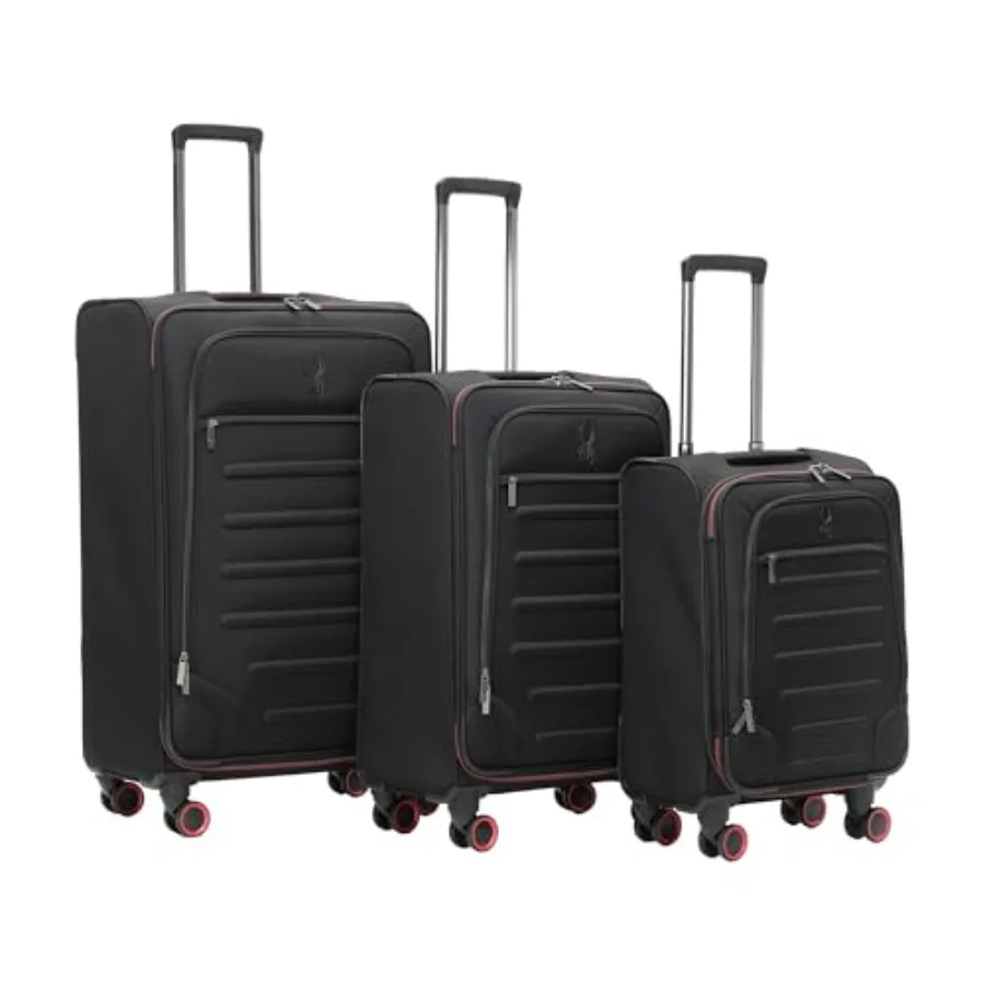 

Pivot Expandable Softside Spinner Checked Luggage with 360 Spinner Wheels for travel, polyester fabric, black, lightweight and