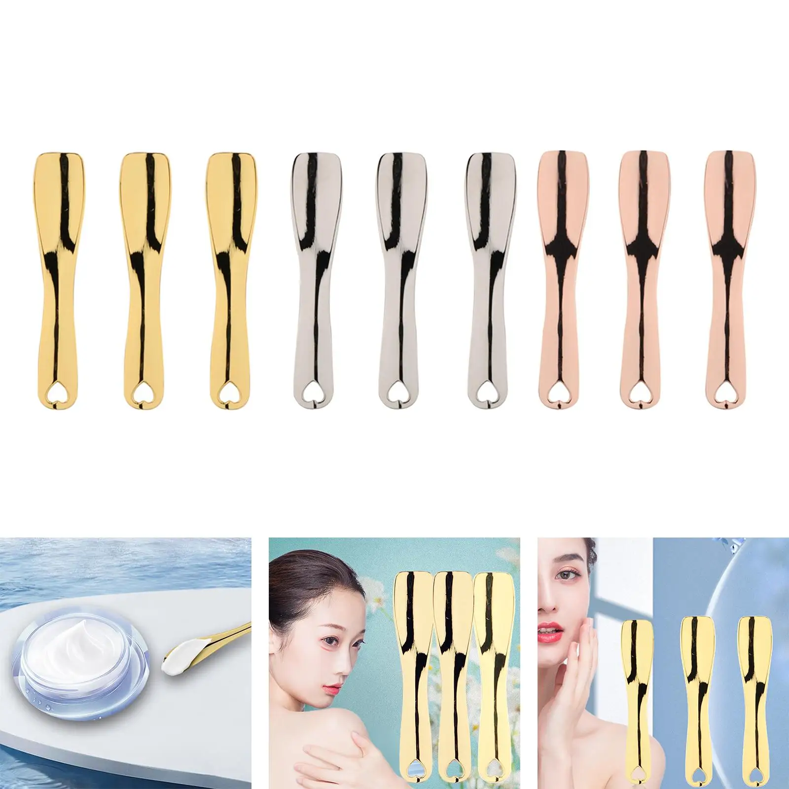 Mini Metal Spatula for Cosmetics Travel Size Spoon Set for Cream Mask Lotion Skincare Mixing Tools Women Men