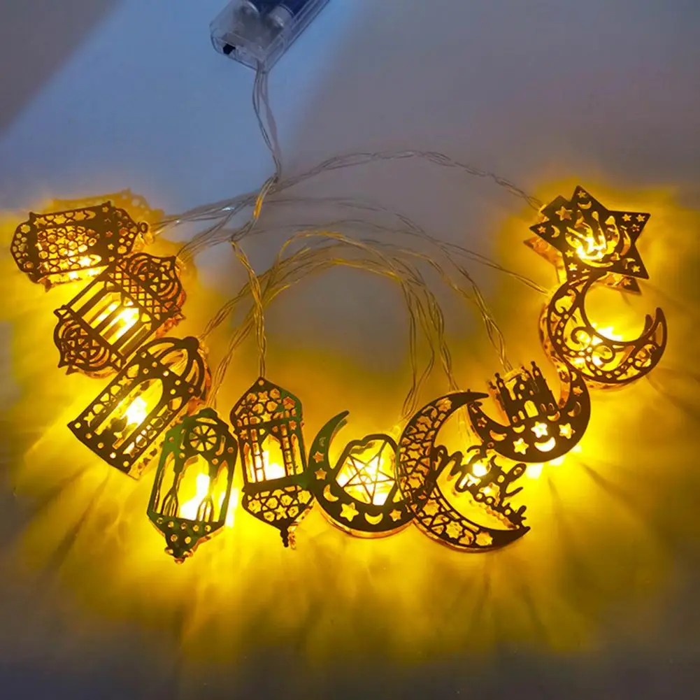 Ramadan Eid String Licht Met Maan Ster Lantaarn Paleis Ornament Batterij Aangedreven Fee Licht Partij Led Decoratieve Lamp Home Decor