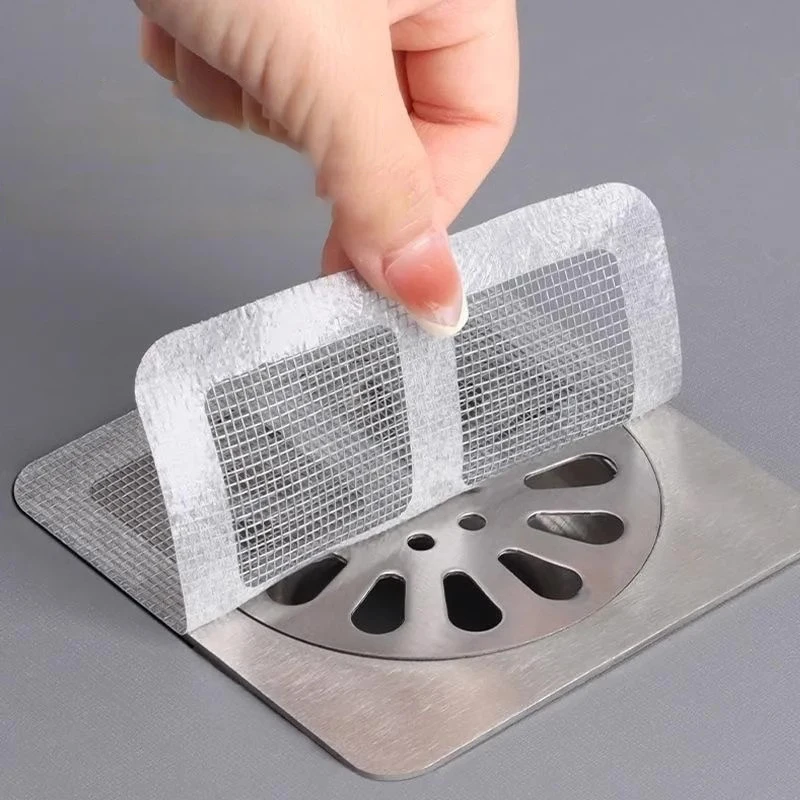 10PCS Disposable Bathroom Floor Drain Sticker Hair Filter Kitchen Bathroom Sewer Anti-blocking Insect-proof Self-adhesive Paper