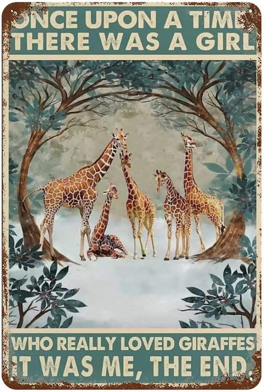 Retro Tin Sign For Women Once Upon A Time There Was A Girl Who Really Loved Giraffes Aluminum Tin Signs For Home Decor Vintage W