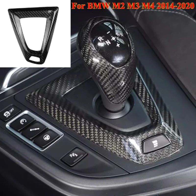 1 قطعة ألياف الكربون والعتاد التحول المقبض غطاء ناقل الحركة شيفتر ملصق لسيارات BMW M2 M3 M4 2014-2020 ، الملحقات الداخلية