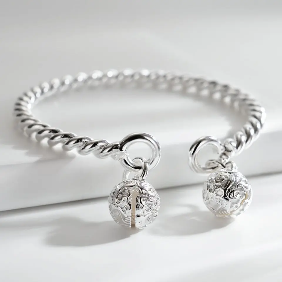Wholesale 925 Sterling Silver Bangles Bracelet Charms Cuff For Women Fashion Jewelry adjustment wedding image 3