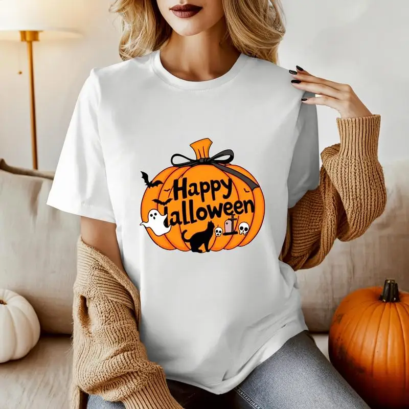 

Pumpkin T Shirt Cute Bat Ghost Sweat Spooky Season Halloween Party Autumn