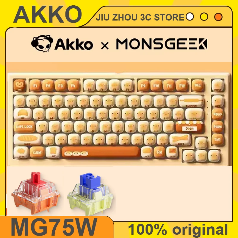 

Akko MG75W Mechanical Keyboard 2.4g Wireless Dual Mode Hot Swap Steamed Bun Paradise MOG Height PBT Gaming Keyboard Customized