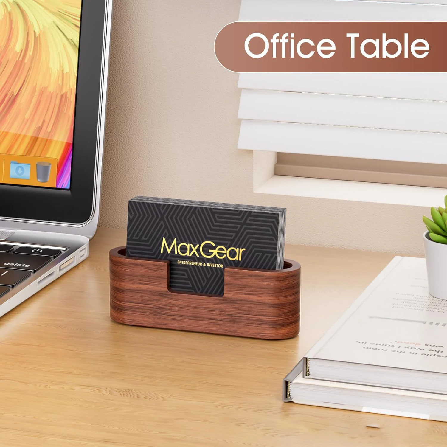 

Wood Business Card Display Holder Desktop Business Card Stand for Office,convenient Tabletop - Rectangle for Desk storage new