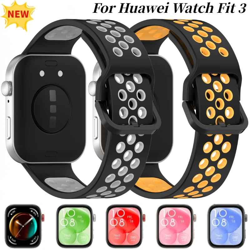 Two-color silicone For Huawei Watch Fit3 Soft Comfortable Sports Bracelet wristband Correa For Huawei Watch Fit 3 Belt Accessory