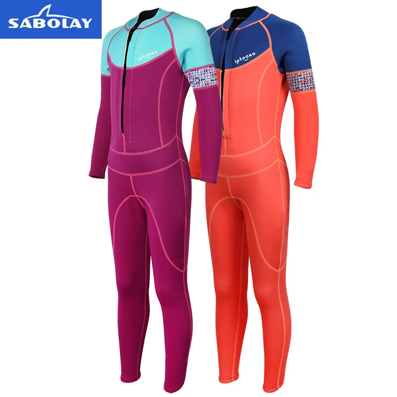 SABOLAY New Diving Suit Warm Surfing Suit Split Sun Protection Swimsuit Children's Long Sleeved Long Pants Complete Sets