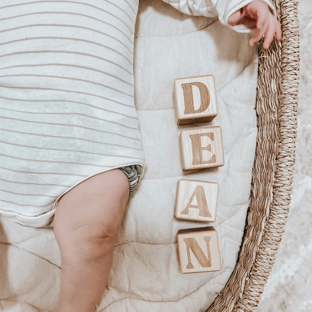 

Personalized Wooden Name Blocks Alphabet Baby Name Nursery Newborn Welcome Baby Shower Christmas Gift for Kids Party Room Decor