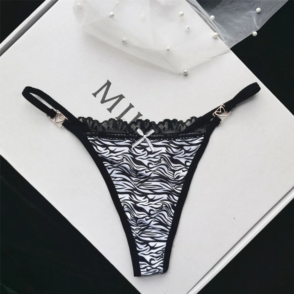 

Underpants Lingeries Leopard Thin Belt T-BACK Bow Korean Underwear Women Panties G-String Thong Briefs