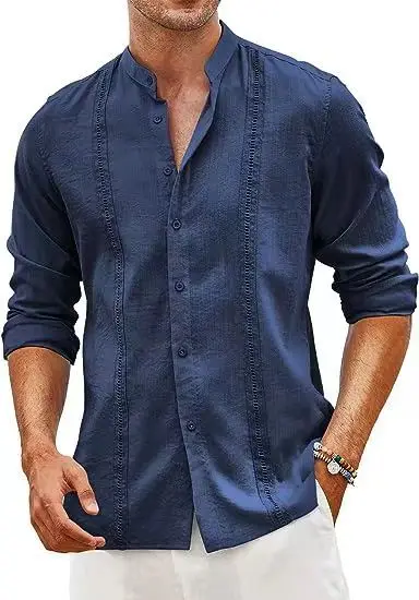 

Cotton Linen Shirt for Men 2026 Summer Beach Style Solid Color Single Breasted Breathable Shirts Lightweight Stylish Button Tops