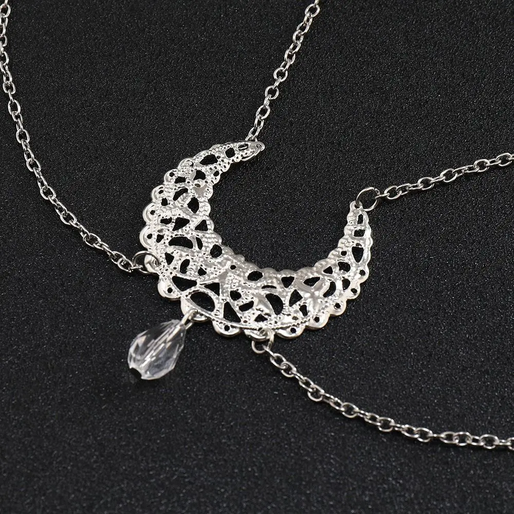 Waterdrop Rhinestone Hollow Moon Fashion Hair Hoop Bohemia Headbands Wedding Headbands Crystal Women Head Chain