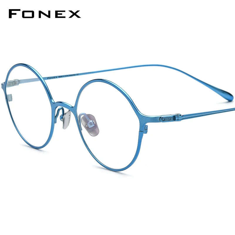 

FONEX Stripe Design Titanium Glasses Frame Women 2023 New Retro Round Eyeglasses Vintage Eyewear F85752