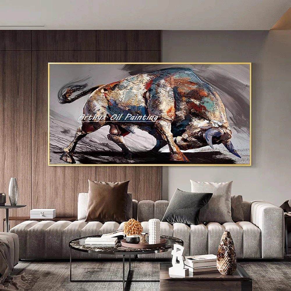 

Arthyx, большие ручные росписи животных быков, картина маслом на холсте, современные абстрактные постеры в стиле поп-арт, настенная картина, домашний декор для гостиной