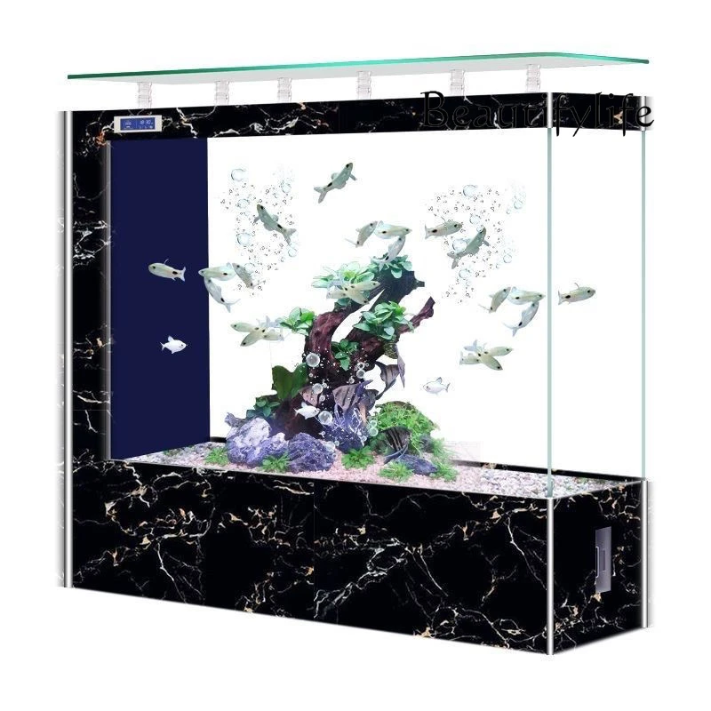 

Fish tank living room new glass large intelligent light luxury household floor side filter aquarium