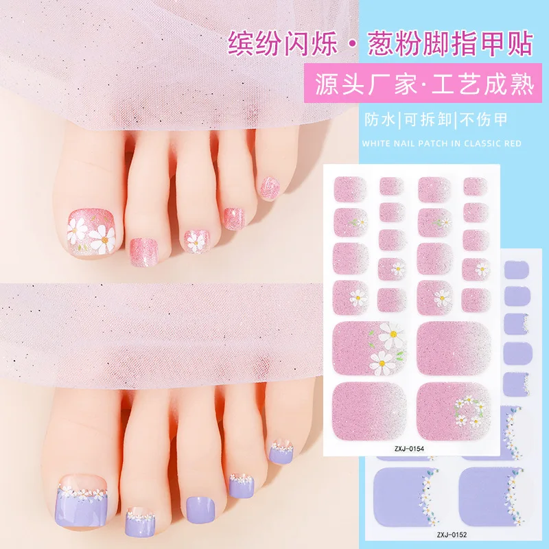 여름 신제품 발 스티커, 일본 및 한국 매니큐어 스티커, 작은 신선한 꽃 발톱 스티커, 전체 스티커 도매
