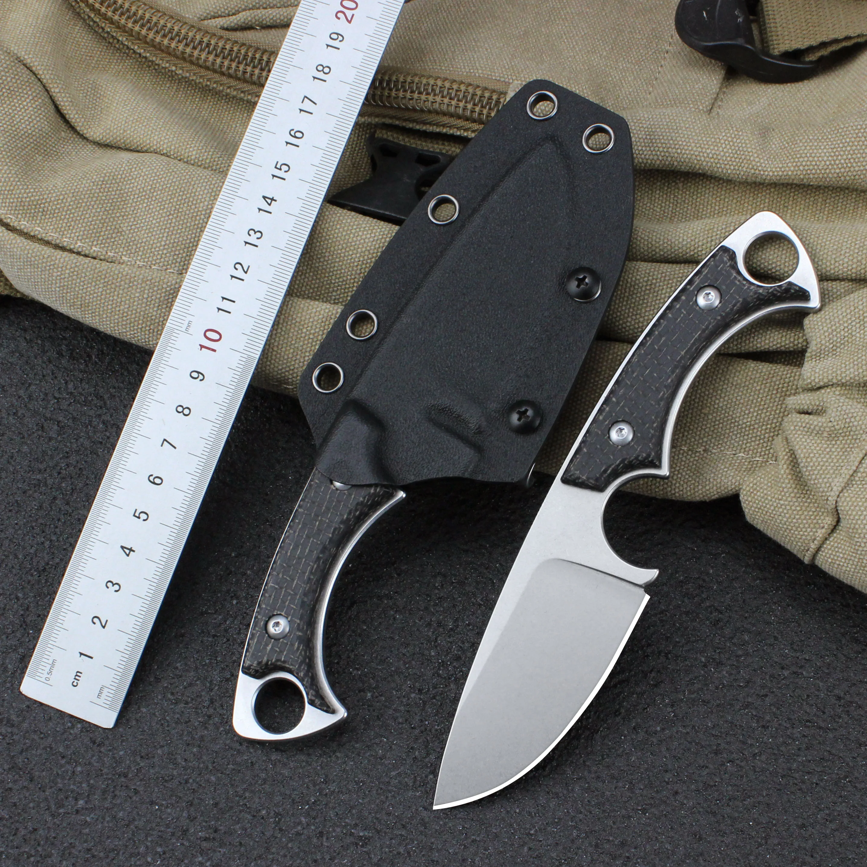 High quality Outdoor Hutning Knife Fixed Blade D2 Steel Blade Tactical Survival Knives Portable K sheath GT0181