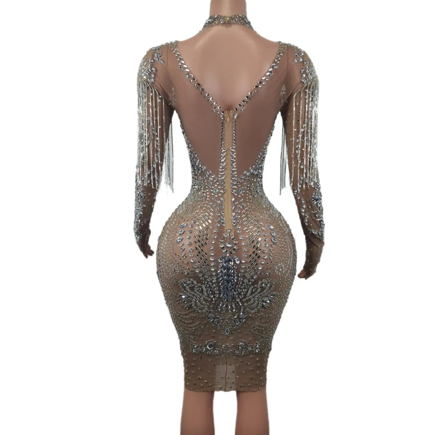 Sexy Sheer See Through strass Dress Women Birthday Cocktail abiti formali Mini Black Girls Short Prom Dresses 2024 Piaochong