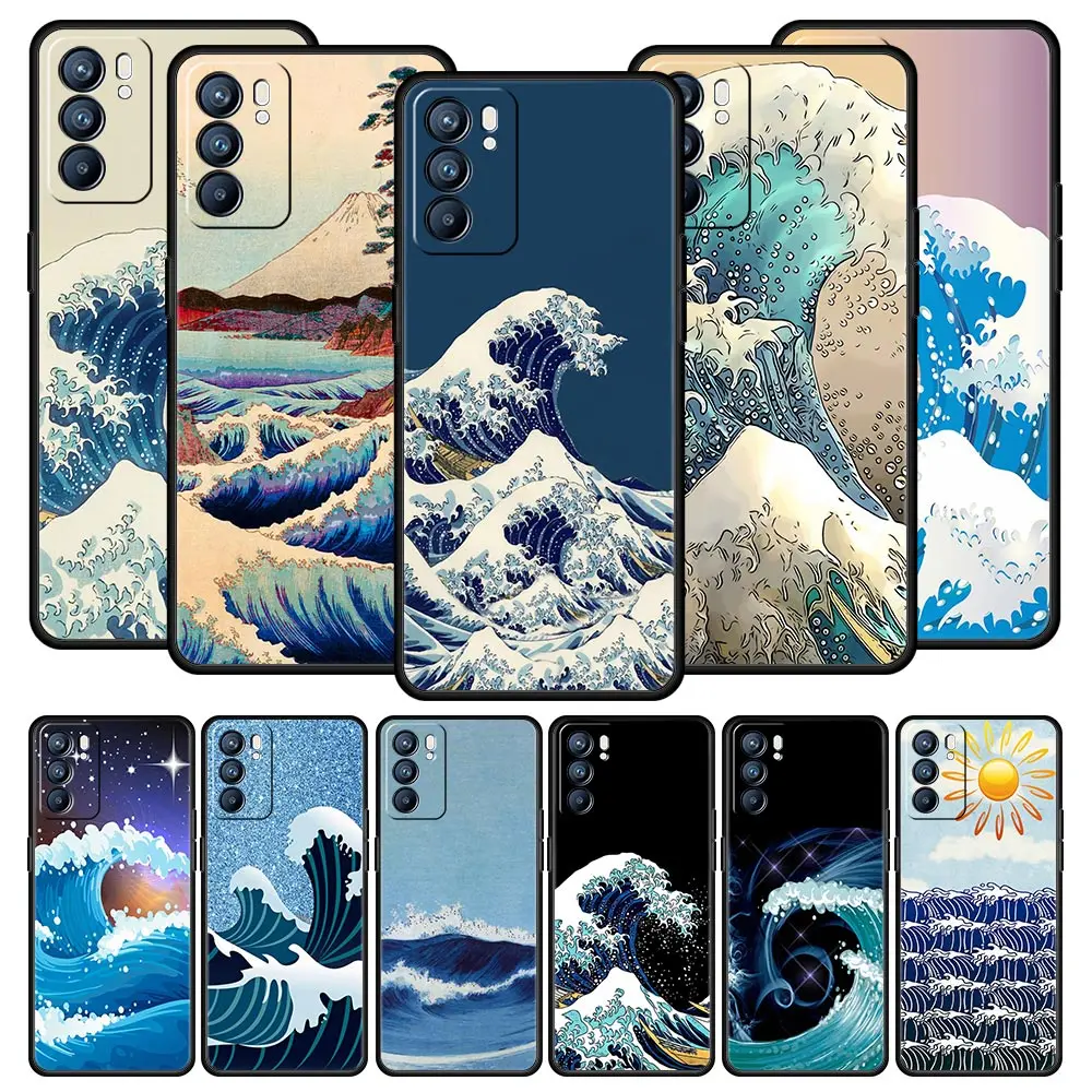 The Big Wave of kanagawa Case For OPPO A16 A15 A54 A53 A52 A9 2020 A74 A76 A95 A12 Reno7 SE Reno6 Z Find X5 Pro 5G Phone Cover