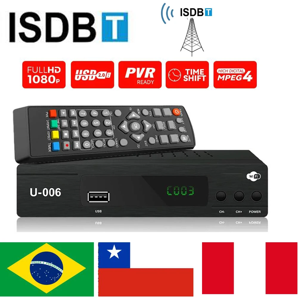 Tdt ISDB-T decodificador tv digital conversor caixa hd fta decodificador terrestre receptor isdbt sintonizador para brasil chile peru venezuela