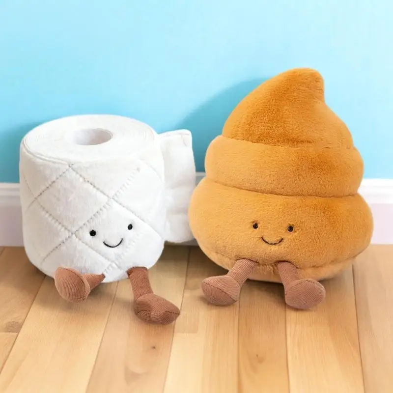 Funny Realistic Toilet Paper Plush Toy Toilet Plunger Poop Design For Boys Girls Kids Humorous Prank Gift Novelty Gag Present Id