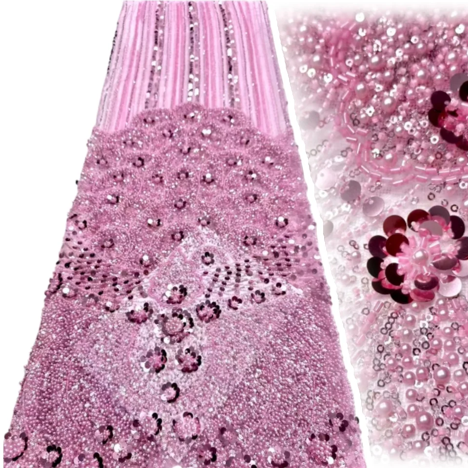 الأفريقي الأبيض مطرز الترتر أقمشة الدانتيل الخرز الأحمر تول أقمشة الدانتيل المطرزة أقمشة الدانتيل لفساتين الحفلات الخياطة AH1787