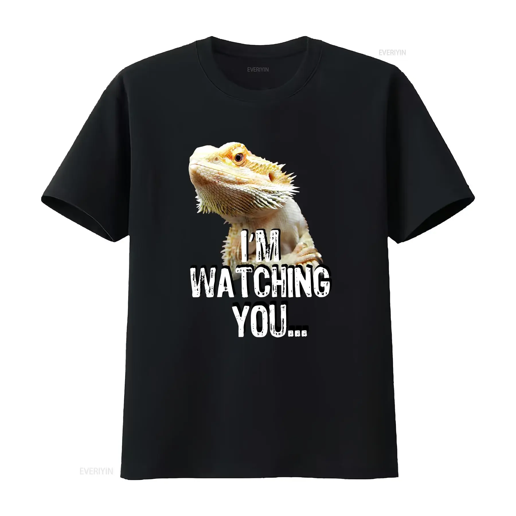 

Футболка Bearded Dragon im Watching You, хлопковая футболка с круглым вырезом для винтажного стильного мужского графического топа для повседневной носки