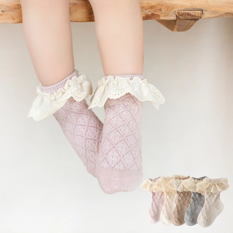 

Korean Kids Soft Fashion Floral Princess Socks Baby Middle Tube Stockings Long Socks Infant Toddler Children Girls Casual Socks