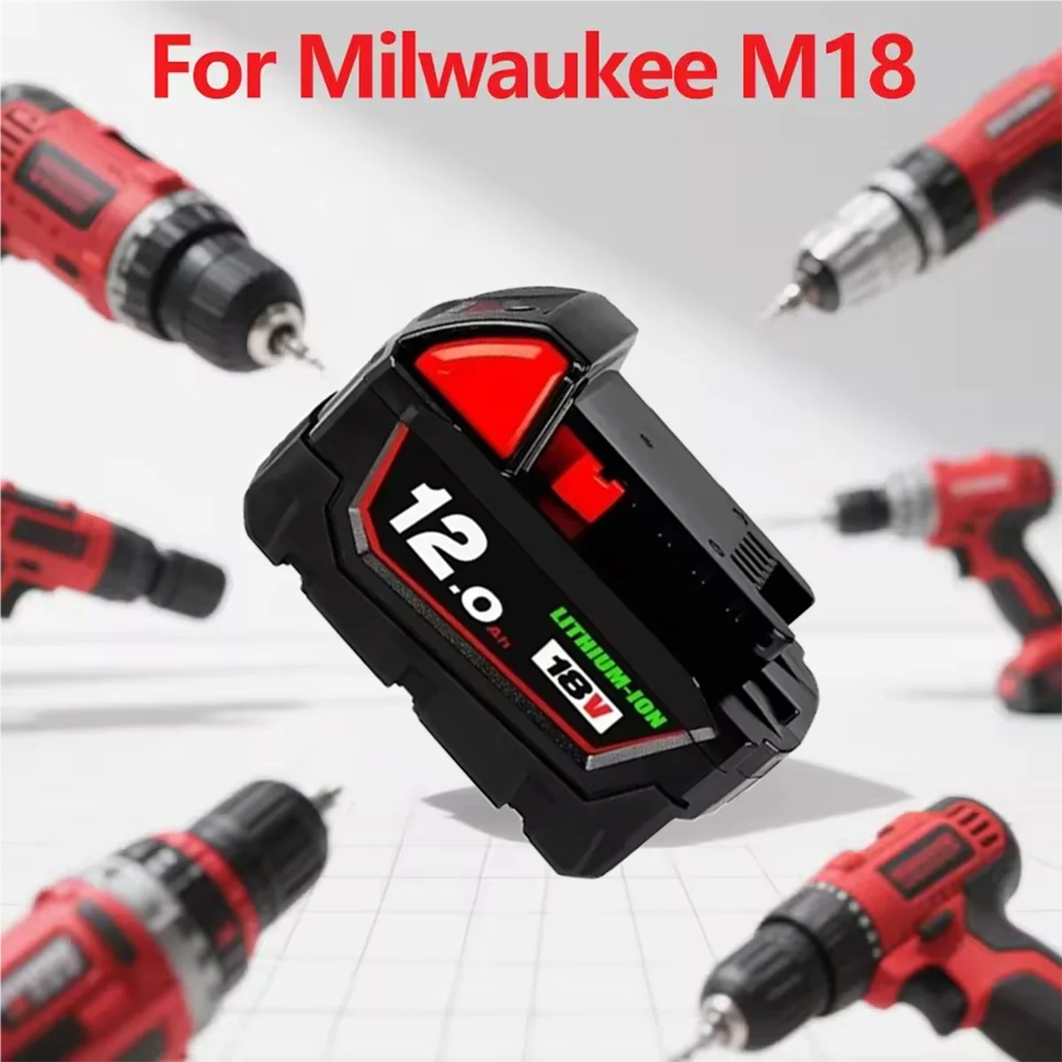 

18V 12Ah High Capacity LithiumBattery Replacement forMilwaukee M18 Models 48-11-1850 48-11-1860 48-11-1840 48-11-1828 48-11-1820