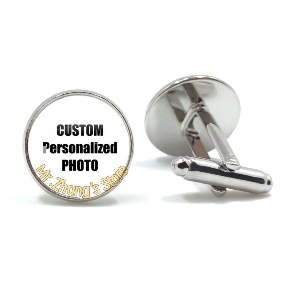 Personalized Custom Product Handmade Glass 16mm Shirt Cufflinks Clothing Formal Occasion Photo Accessories Jewelry For Man Gift