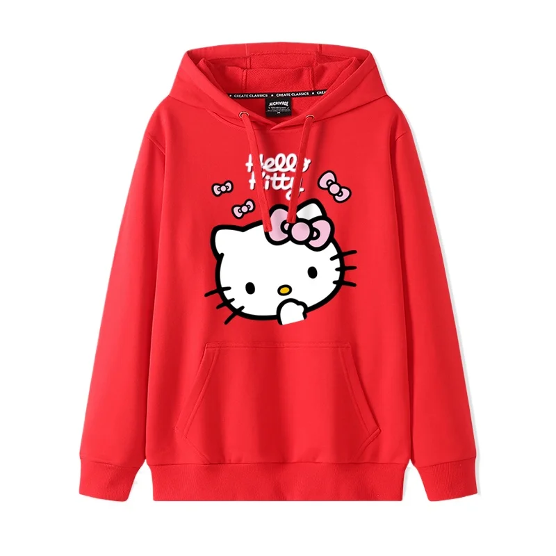 2024 New Cartoon Cute Kitty Loose Hooded Hooded Hoodie Girl\'s Friend Dress Couple Dress Casual Fashion Versatile Hoodie Top Coat