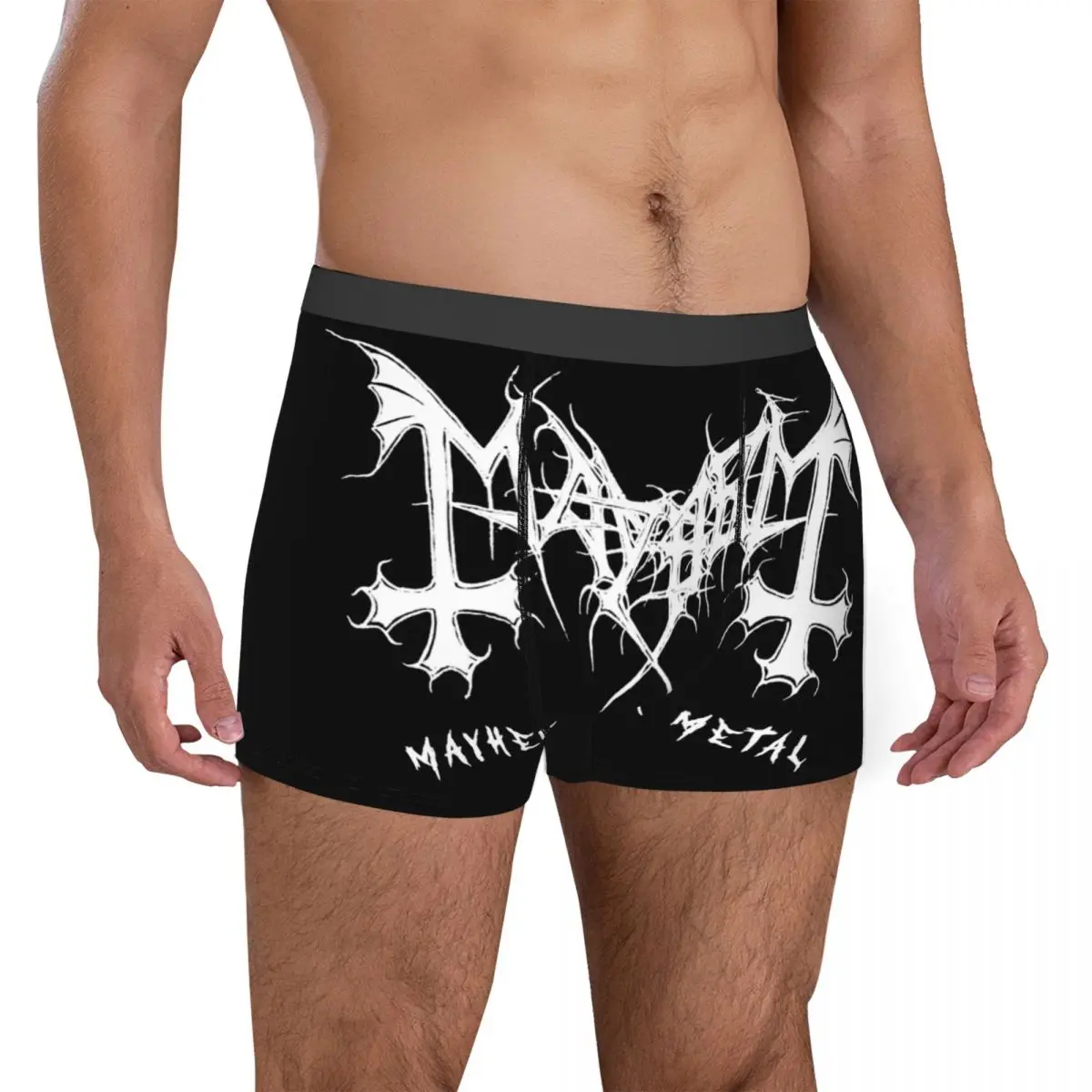 Men\'s Mayhem Black Metal Band Boxer Shorts Panties Soft Underwear Homme Sexy Plus Size Underpants