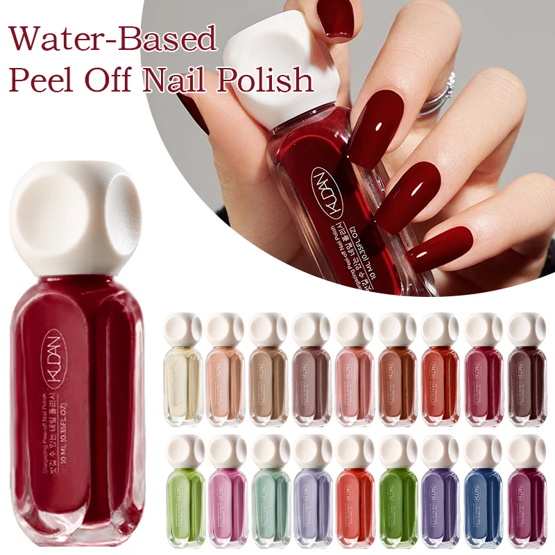 1PC 10ml Glass Bottle Water-Based Peel Off Nail Polish For Nails Colorful Chrome Varnish  Nail Art DIY Manicure No Need Lamp