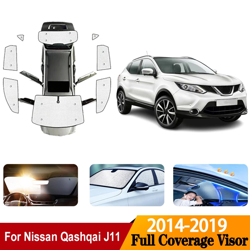 Full Cover Sunshades For Nissan Qashqai J11 Accessories 2014-2019 Car Window Visor Heat Insulation Anti-UV Protection Auto parts