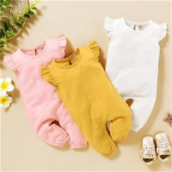 Baby Girl Ruffle Sleeve Romper Newborn Baby Casuals Clothes Summer Cute Bodysuit Jumpsuit Baby Girl Clothing for 0-18 Months