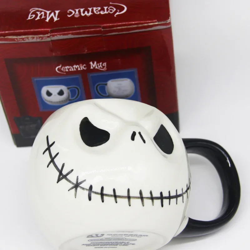 Disney The Nightmare Skellington Jack Figure Creative Coffee Cup Cartoon Ceramic Mugs Desktop Model Children Christmas Gift Toys