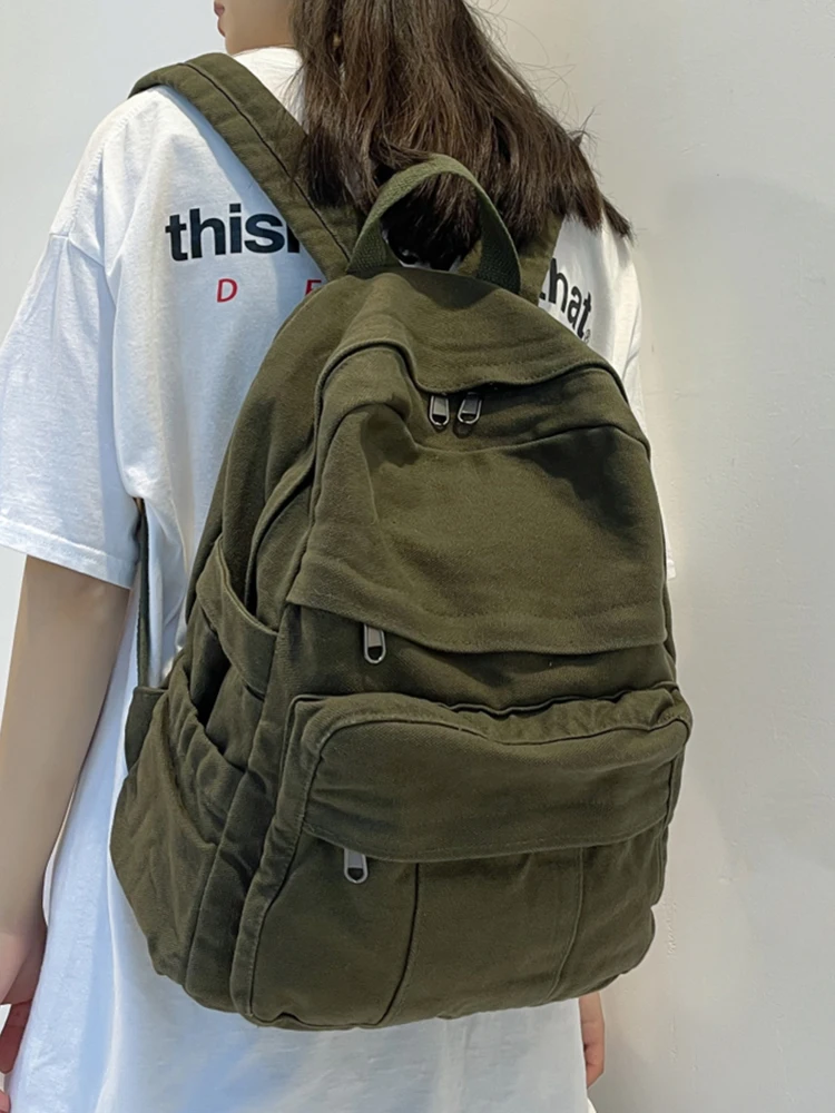 Canvas Women's Backpack Girl School Bag Large Capacity Vintage Backpacks for College Students Casual Female Travel Backpack