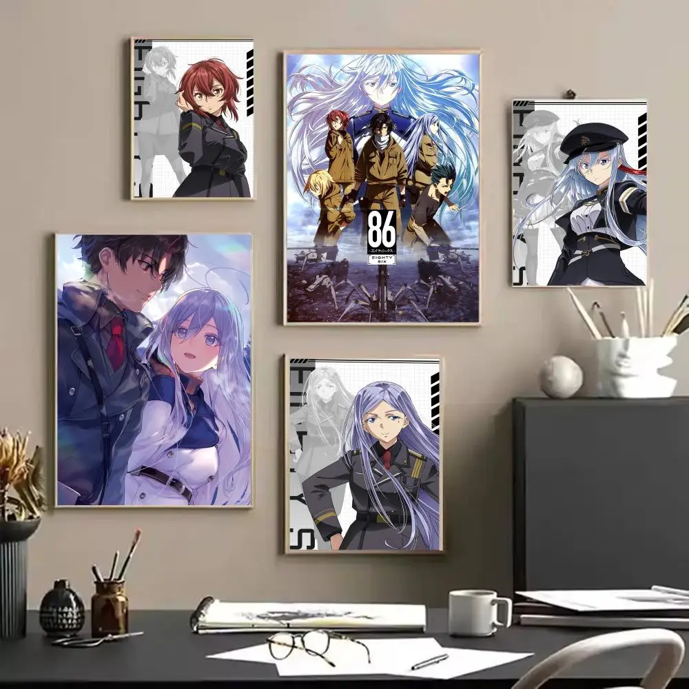 أنيمي 86 E_Eighty ستة اللوحة الخط الكتان قماش المشارك جدار يطبع لغرفة المعيشة غرفة نوم مكتب ديكور المنزل #2