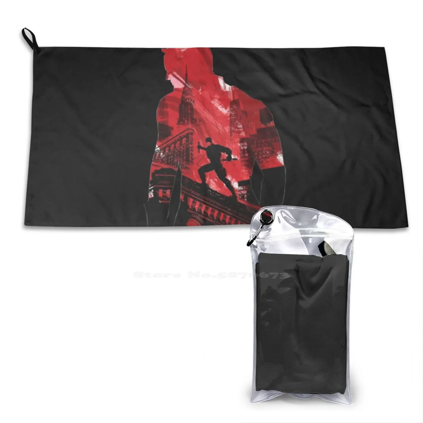 The Red Devil Hero Shirt Print Washcloth Face Soft Towel Comics Superheroes Comic Book Character Murdock Gym Punisher Mashup