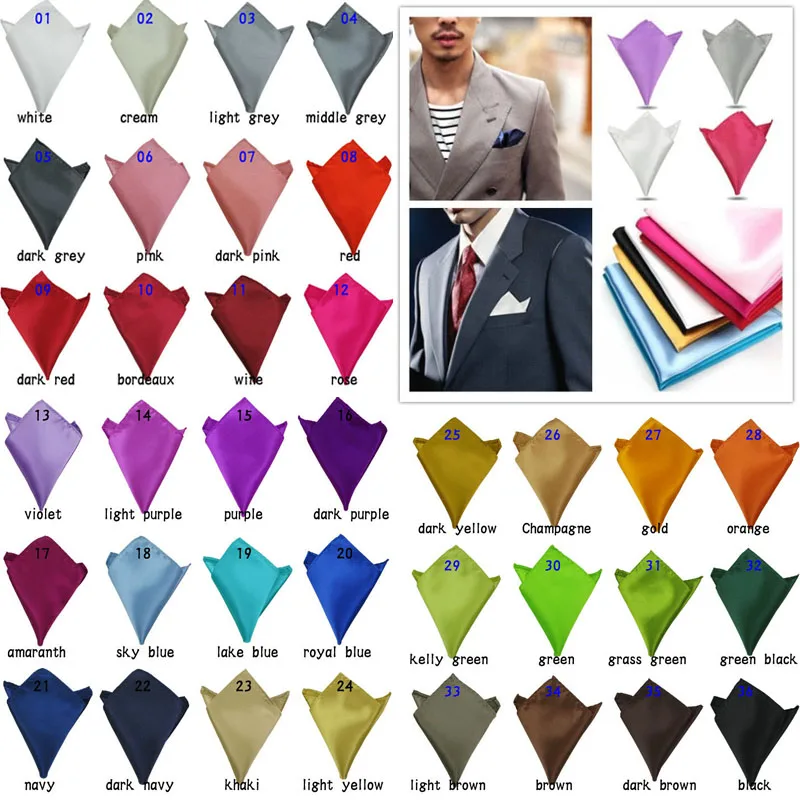 Luxury Men's Handkerchief Solid Color White Black Red Hankies Polyester Hanky Business Pocket Square Chest Towel 22*22CM