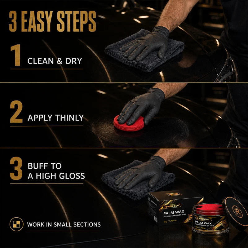 Complete Car Detailing Kit,Solid Carnauba Wax Polish with Applicator Pad, Easy to Use Scratch Remover & Shine Booster