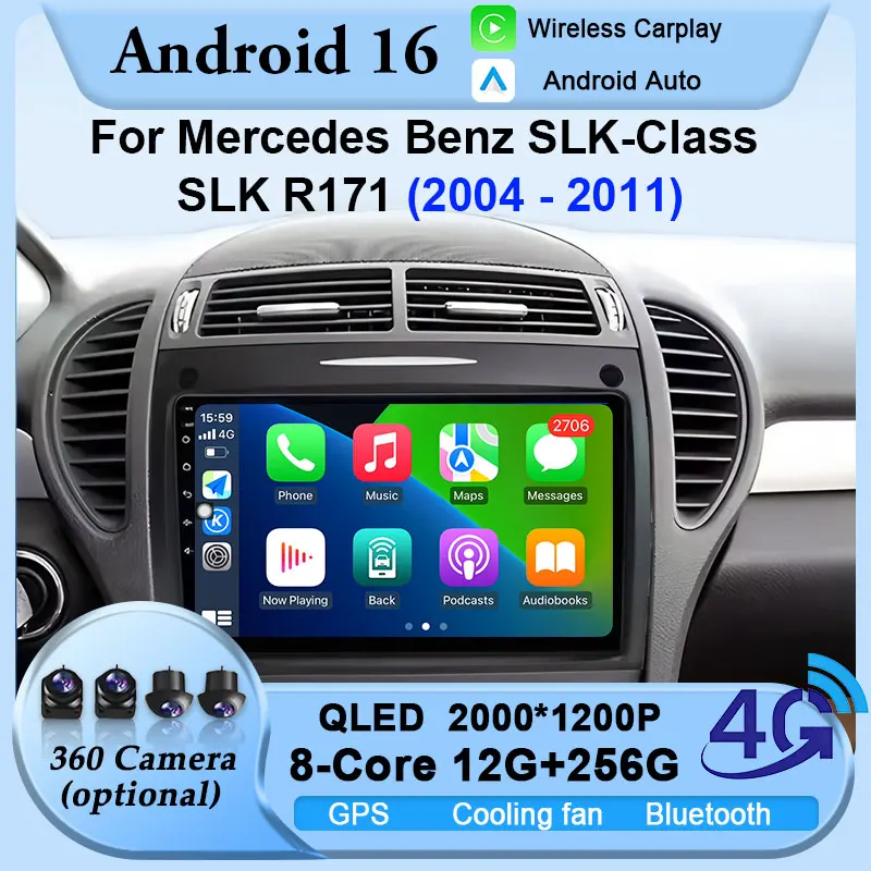 Plug and Play Auto Android 16 Car Radio For Mercedes Benz SLK-Class SLK R171 2004-2011 BT Multimedia Radio Stereo GPS Navigation